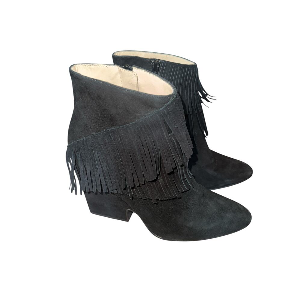Sacha London women’s black fringe suede boots sz 10 western look great condition